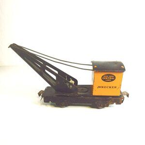 Marx New York Central Wrecker Crane Car Post War Orange & Black Tin No Hook